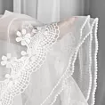 Komplet białych firan 2 szt zdobionych koronką z perełkami, troczek w zestawie 140x270 cm taśma LARISA Eurofirany