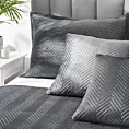 Poszewka na poduszkę 50x70 cm welwetowa pikowana w jodełkę metodą hot press grafitowa SOFIA EUROFIRANY PREMIUM