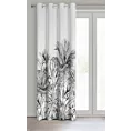 Zasłona biało, czarna z nadrukiem botanicznym, zaciemniająca 140x250 cm przelotka NERINA Eurofirany