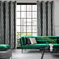 Zasłona szaro, srebrna haftowana w duże karo z tkaniny welwetowej 140x250 cm przelotka MARGO Pierre Cardin Eurofirany