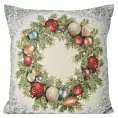 Poszewka na poduszkę 45x45 cm gobelinowa z motywem świątecznym popielato, zielona GOB Eurofirany