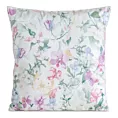 Poszewka na poduszkę 45x45 cm welwetowa zdobiona nadrukiem letnich kwiatów biało, zielona MINK Eurofirany