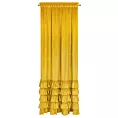 Zasłona musztardowa z welwetu zdobiona falbanami 140x270 cm taśma CHARLOTTE Eurofirany