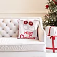 Poszewka na poduszkę 45x45 cm biało, czerwona zdobiona nadrukiem rękawic świątecznych z elegancką wypustką Eurofirany