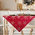 Obrus świąteczny 85x85 cm czerwono, szampański welwetowy zdobiony błyszczącym nadrukiem Eurofirany