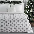 Koc  150x200 cm biało, srebrny zdobiony uroczymi śnieżynkami BLINK 1 Eurofirany