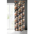 Zasłona grafitowo, zielona w kwiaty z welwetu 140x300 cm taśma BETTY Eurofirany