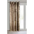 Zasłona czarno, szampańska zdobiona lśniącym nadrukiem z welwetowej tkaniny 140x250 cm przelotka EMILA Eurofirany