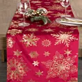 Bieżnik na stół czerwono, szampański 40x140 cm welwetowy JOY w śnieżynki