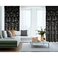 Zasłona czarno, szampańska z błyszczącym nadrukiem kwiatu jabłoni, welwetowa 140x270 cm taśma SELENA Eurofirany