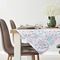 Bieżnik na stół naturalno, różowy 90x90 cm SUMMER 8 zdobiony nadrukiem hortensji