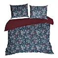 Pościel świąteczna 160x200 cm z bawełny ranforce, kolor granatowy, bordowy zdobiony subtelnym nadrukiem KRISTY Eurofirany