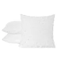 Poszewka na poduszkęe 45x45 cm z szyfonowej tkaniny zdobiona pomponami z błyszczącą nicią biała AURELIA EVA MINGE Eurofirany