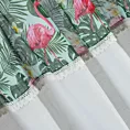 Zasłona biało, zielona zdobiona aplikacją i koronką 140x250 taśma BOTANIC Eurofirany