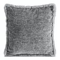 Poszewka na poduszkę 45x45 cm stalowa szenilowa zdobiona futerkiem na brzegach poszewki BLANCA 03 Eurofirany