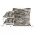 Poszewka na poduszkę 45x45 cm ciemnobeżowa zdobiona chwostami na brzegach tkaniny ENID Eurofirany