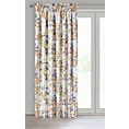 Zasłona biało, musztardowa w kwiaty z tkaniny welwetowej 140x270 taśma ALISON Eurofirany