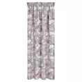 Zasłona srebrna w różowe kwiaty z etaminy 140x300 cm taśma SHERRY Eurofirany