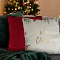 Poszewka na poduszkę świąteczna 45x45 cm welwetowa biało, zielona zdobiona nadrukiem Eurofirany