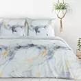 Pościel 220x200 cm kolor biało, stalowy z motywem marmurku VERANO 12 design 91 Eurofirany