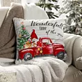 Poszewka na poduszkę 45x45 cm welwetowa zdobiona uroczym motywem świątecznym czerwono, kremwoa Eurofirany
