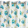 Zasłona biało, niebieska w niebieskie kwiaty 140x250 przelotka ALMA Eurofirany