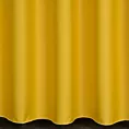 Zasłona szyta na przelotkach żółta z gładkiej tkaniny zaciemniającej typu dimout wykończona obciążnikiem