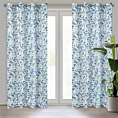 Zasłona biała w niebieskie liście 140x250 cm przelotka ROSALI Eurofirany