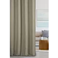 Zasłona szyta na flexach GEONOA ciemnobeżowa z miękkiej tkaniny o naturalnym charakterze z widocznym ozdobnym splotem