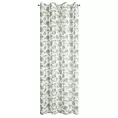 Zasłona biało, zielona zdobiona nadrukiem kwiatów 140x250 cm przelotka DARI Eurofirany