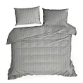 Pościel 160x200 cm z bawełny kolor stalowy, jasnoszary zdobiona pasami z błyszczącą nicią ETNO 1 Eurofirany