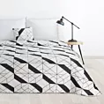 Narzuta naturalno, czarna 200x220 cm z nadrukiem geometrycznym pikowana techniką hot press GEO 1 DESIGN 91 Eurofirany