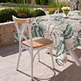 Obrus kremowo, zielony 140x220 cm wodoodporny GARDEN na taras oraz balkon z motywem egzotycznych liści