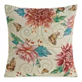 Poszewka na poduszkę 45x45 cm bawełniana, żakardowa z motywem roślinnym beżowo, czerwona GOBELIN Eurofirany