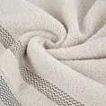 Ręcznik kąpielowy 50x90 cm bawełniany kolor beżowy zero twist z bordiurą w paski 400 g/m2 RIKI Eurofirany