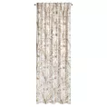 Zasłona biało, beżowa z nadrukiem egzotycznych liści, welwetowa 140x270 cm taśma/szelkli SABA Eurofirany