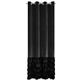 Zasłona czarna zdobiona falbanami z welwetu 140x250 cm przelotka DANI Eurofirany