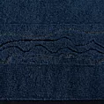 Ręcznik kąpielowy 70x140 cm bawełniany kolor granatowy zdobiony bordiurą z błyszczącym wzorem 500 g/m2 KARIN Eurofirany