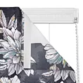 Roleta rzymska MISHA grafitowo biała z miękkiej tkaniny typu blackout drukowanej w nowoczesny kwiatowy wzór