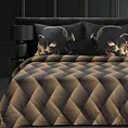 Pościel 160x200 cm z makosatyny bawełnianej kolor czarny, złoty z geometrycznym wzorem VICTORIA 12 Limited Collection Eurofirany