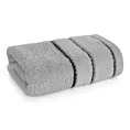 Ręcznik kąpielwoy 50x90 cm bawełniany kolor srebrny z welwetową bordiurą i kontrastującymi paseczkami 500 g/m2 NEL Eurofirany