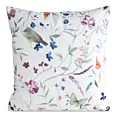 Poszewka na poduszkę 45x45 cm welwetowa zdobiona nadrukiem letnich kwiatów biało, zielona MINK Eurofirany
