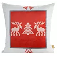 Poszewka na poduszkę 60x60 cm welwetowa z motywem skandynawskim czerwono, biała NOEL Eurofirany