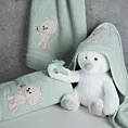 Ręcznik kąpielowy dziecięcy 100x100 cm bawełniany kolor miętowy z kapturem i haftem kotka 350g/m2 BABY 66 Eurofirany