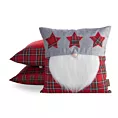 Poszewka na poduszkę świąteczna 45x45 cm czerwono, srebrna zdobiona aplikacja skrzata Eurofirany