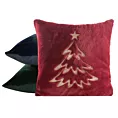 Poszewka na poduszkę świąteczna 45x45 cm granatowo, szampańska z przyjemnego futerka zdobiona haftem choinki Eurofirany
