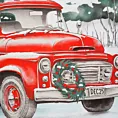 Pościel świąteczna 220x200 cm z bawełny ranforce, kolor czerwono, biały zdobiona uroczym nadrukiem świątecznego auta XMAS Eurofirany