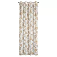 Zasłona biało, beżowa zdobiona nadrukiem róż z dodatkiem złota z etaminy 140x250 cm złote przelotki - MELA Eurofirany