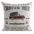 Poszewka na poduszkę świąteczna 45x45 cm kremowo, czarna z nadrukiem świątecznego auta Eurofirany