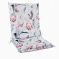 Poduszka na krzesło 45 x 90 x 3 cm wodoodporna biało, niebieska zdobiona roślinnym wzorem GARDEN Eurofirany